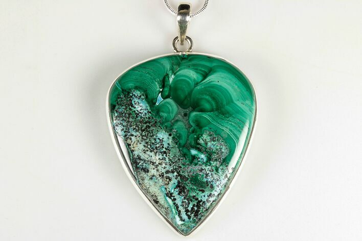 Large, Malachite & Chrysocolla Pendant - Sterling Silver #192415